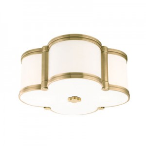 This Two Light Flush Mount is part of the Chandler Collection and has an Aged Brass Finish. It is Energy Star Compliant.