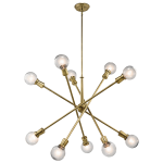 Kichler: Mid-Century 10-light rectangular chandelier from the Armstrong collection featuring a "sputnik" design with adjustable arms.