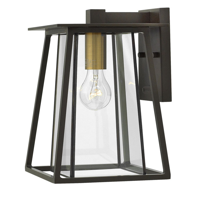 Hinkley Walker Collection 1-Light Outdoor Wall Lantern in Buckeye Bronze with Clear Glass Panels