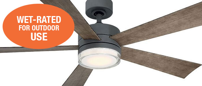 Modern Forms Wynd Collection 52” 5-Blade Ceiling Fan in Graphite with Weathered Gray Blades and LED Light Kit