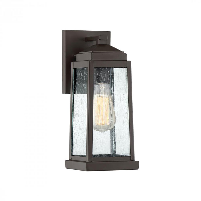 Ravenel Collection 1-Light Outdoor Wall Lantern in Western Bronze with Clear Seedy Glass Shade LMZ RNL985405WT Quoizel