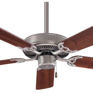 Contractor Collection 52” 5-Blade Ceiling Fan in Brushed Steel with Dark Walnut Blades Minka Aire F547-BS/DW