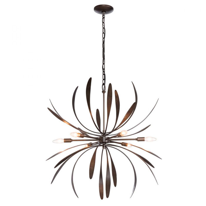 Dahlia Collection 6-Light Chandelier in Soft Gold with Exposed Sockets Hubbardton Forge 104350-SKT-84