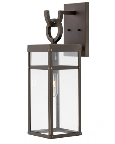 Porter 1-Light Wall Mount Lantern in Oil Rubbed Bronze with Clear Glass Panels