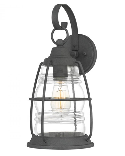 Admiral Collection 1-Light Outdoor Wall Mount Lantern in Mottled Black in Coastal-Inspired Design Quoizel