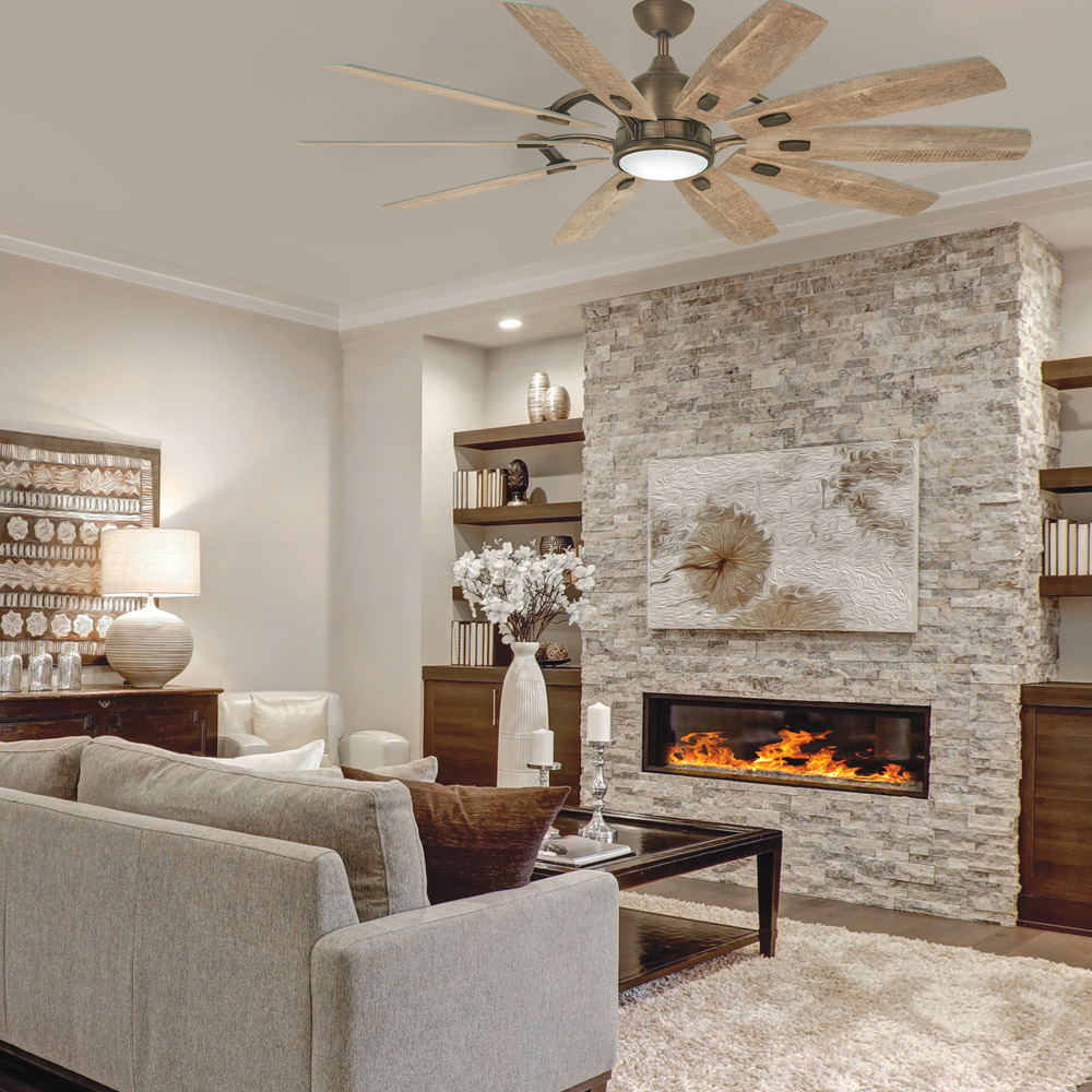 65” Barn Ceiling Fan Heirloom Bronze Finish with Barnwood Finish Blades and Clear Ribbed Glass