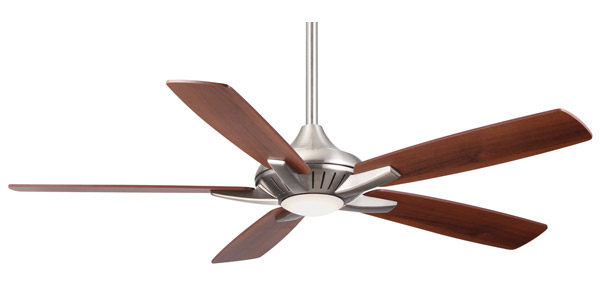 52” Dyno Ceiling Fan Nickel Finish with Integrated Light.