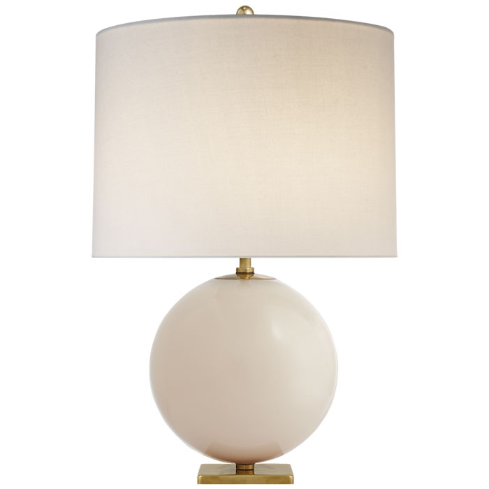 Elsie Collection 1-Light Table Lamp in Blush Painted Glass with Cream Linen Shade Visual Comfort KS 3014BLSL
