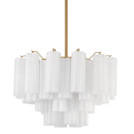 Addis Collection 9-Light Chandelier in Aged Brass with Transparent Tronchi Textured Glass Tubes Crystorama 43108-AG-WH