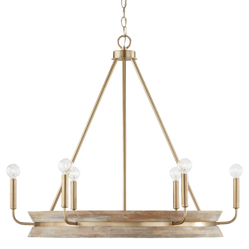 Finn Collection 6-Light Chandelier in White Wash and Matte Brass Capital 47361WS