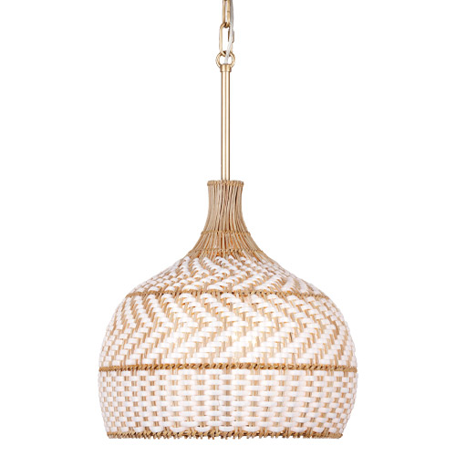 Zanzibar Collection 3-Light Pendant in Soft Gold with Woven Natural Rattan Shade Crystorama ZAN-9003-SG