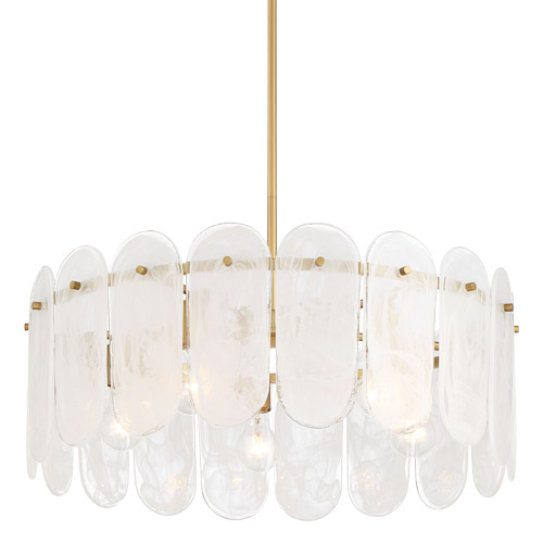 Oldmill Collection 5-Light Pendant in Legacy Brass with Lozenge-Shaped Alabaster Glass Panels Minka-Lavery 2595-732
