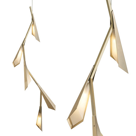 Quill Collection 5-Light LED Pendant in Vintage Platinum with Faceted Geometric Design