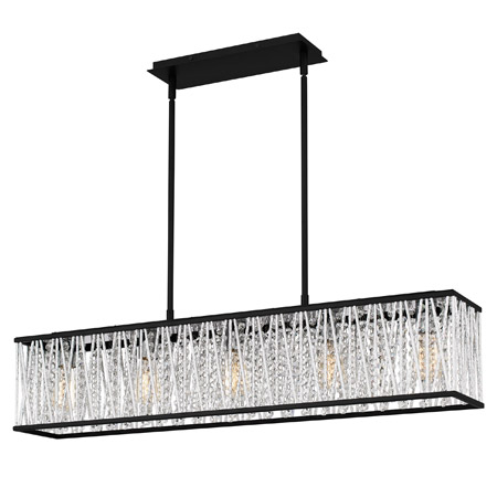 Celeste Collection 5-Light Linear Chandelier in Matte Black with Clear Crystal and Chrome Accents Quoizel PCCET538MBK