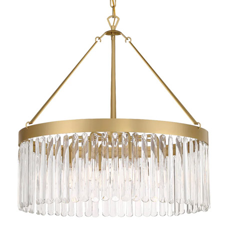 Emory Collection 8-Light Chandelier in Modern Gold with Smooth Glass Prisms Shade Crystorama EMO-5406-MG