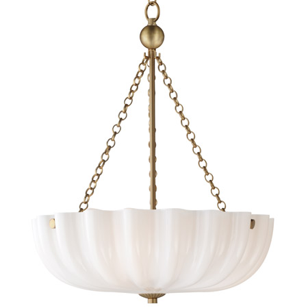 Bundt Collection 3-Light Flush Mount in Natural Aged Brass with Glossy Opal White Glass “Bundt” Shade Maxim 22652WTNAB