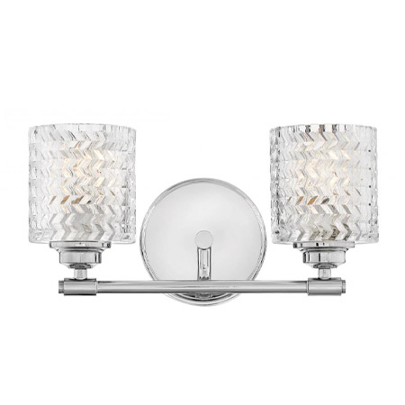 Elle Collection 2-Light Bath Vanity in Chrome with Clear Chevon Glass Shades Hinkley 5042CM