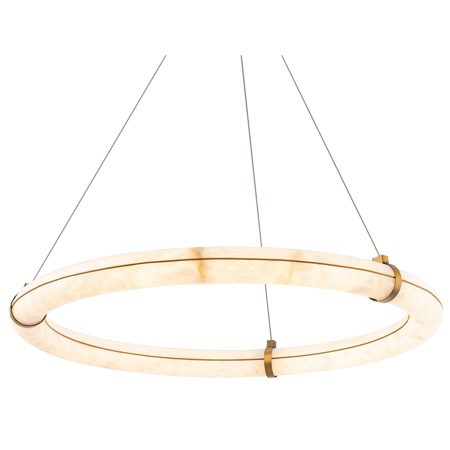 Clique Collection LED Chandelier in Aged Brass with Circular Diffuser of Natural Spanish Alabaster Modern Forms PD-56431-AB
