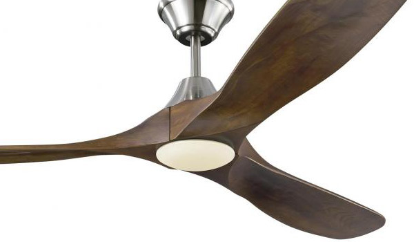 Maverick Collection (indoor/outdoor) 60” 3-Blade Ceiling Fan in Brushed Steel with Dark Walnut Blades and Integrated Opal Etched LED Light Visual 3MAVR60BSD