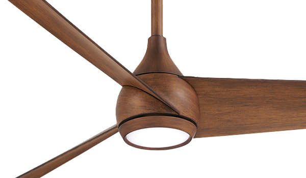 Twist Collection 52” 3-Blade Ceiling Fan in Distressed Koa with Distressed Koa Blades and Integrated Etched LED Lens Minka F678L-DK