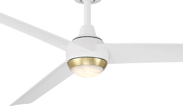 Pisces Collection (indoor/outdoor) 54” 3-Blade Ceiling Fan in Soft Brass with Matte White Blades and Integrated LED Light Modern Forms FR-W2503-54L-SB-MW