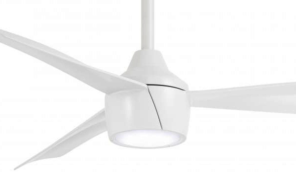 Skinnie Collection (indoor/outdoor) 44” 3-Blade Ceiling Fan in Flat White with Flat White Blades and Integrated LED Polycarbonate Lens Minka F625L-WHF