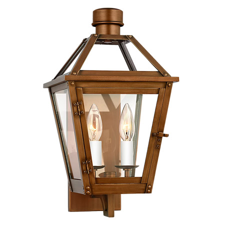 Hyannis Collection 2-Light Outdoor Wall Mount Lantern in Natural Copper with Top and Bottom Clear Glass Panels Visual Comfort CO1392NCP