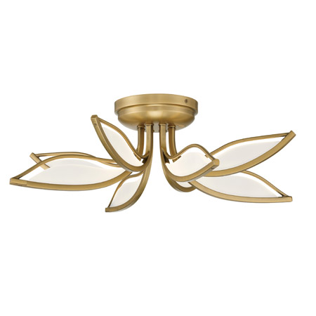 Papilio Collection LED Flush Mount in Legacy Brass with White Acrylic Diffusers Minka-Lavery 5655-732-L