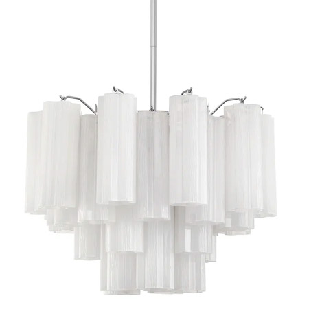 Addis Collection 6-Light Chandelier in Polished Chrome with Cylindrical White Tronchi Glass Shade Crystorama ADD-306-CH-WH
