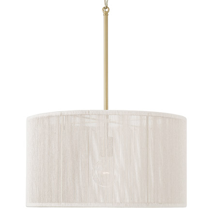 Tara Collection 1-Light Pendant in Matte Brass with Natural Bleached Rope Drum Shade Capital 357914MA