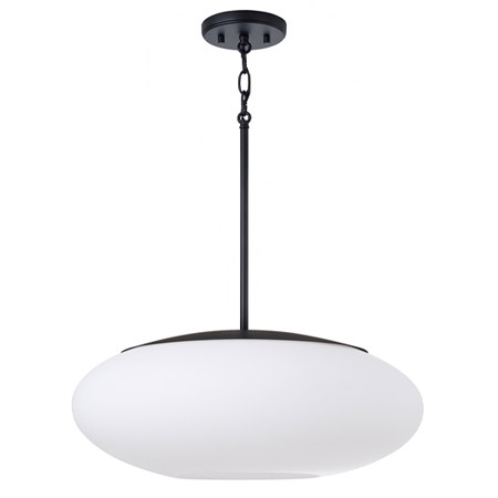 Soren Collection 1-Light Pendant in Matte Black with Oval Soft White Glass Shade Capital 360511MB