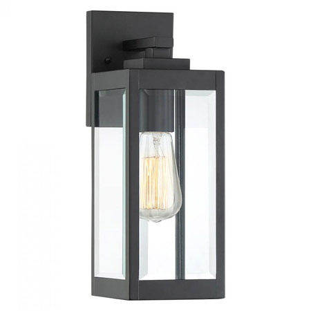 Westover Collection 1-Light Outdoor Wall Mount Lantern in Earth Black with Clear Glass Panels Quoizel WVR8405EK