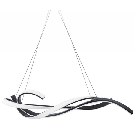 Tidal Collection LED Linear Chandelier in Black with White Silica Diffuser Modern Forms PD-58257-BK