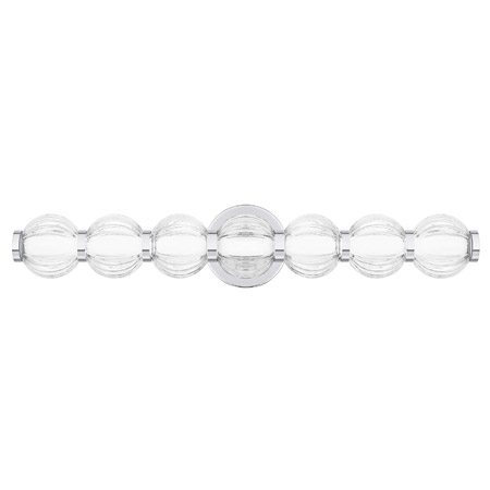 Elway Collection LED Bath Vanity in Polished Chrome with Distinctive Ribbed Glass Sphere Accents Quoizel PCELW8525C