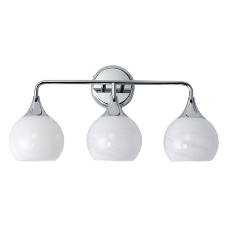 Neve Collection 3-Light Bath Vanity in Polished Chrome with Swirled White Marble Glass Shades Maxim 21223MRPC