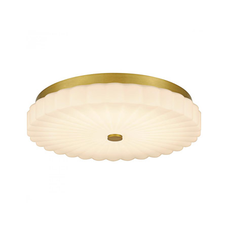 Cherbury Collection 1-Light Flush Mount in Brushed Gold with Opal Etched Ribbed Glass Shade Quoizel QFL6787BRG