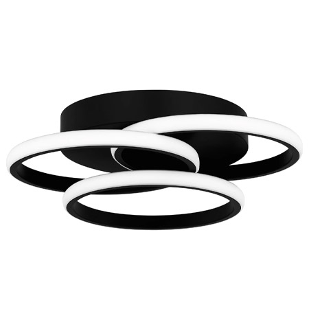 Moonan Collection LED Flush Mount in Matte Black with Swirling Integrated LED Diffuser Quoizel PCMON1616MBK